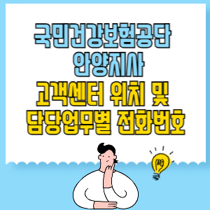 국민건강보험공단 안양지사 고객센터 위치 및 담당업무별 전화번호