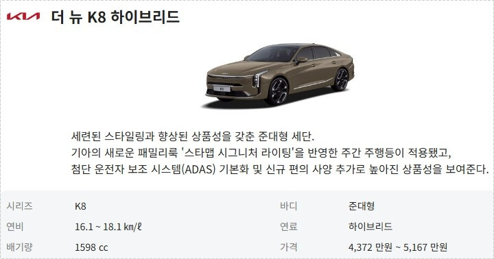 k8 하이브리드 가격