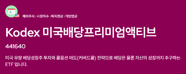 Kodex 미국배당프리미엄액티브소개