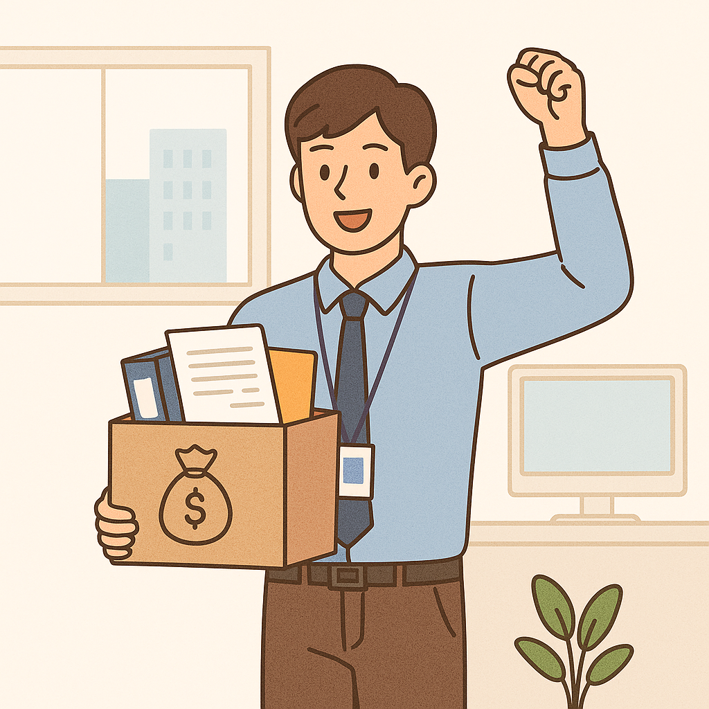 청년이 일자리에 취업하는 일러스트