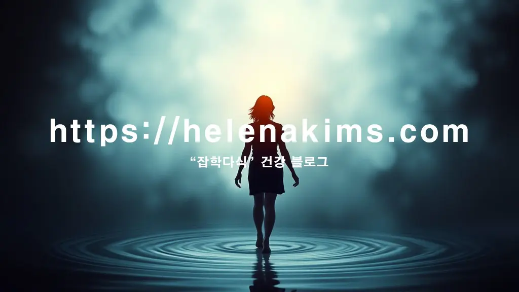 요실금으로 인한 불편함과 답답함을 상징하는 어둡고 흐릿한 배경, 그 자리에 맑고 푸른 물결이 조용히 번져 나가는 여성의 실루엣의 희망적인 분위기의 이미지.