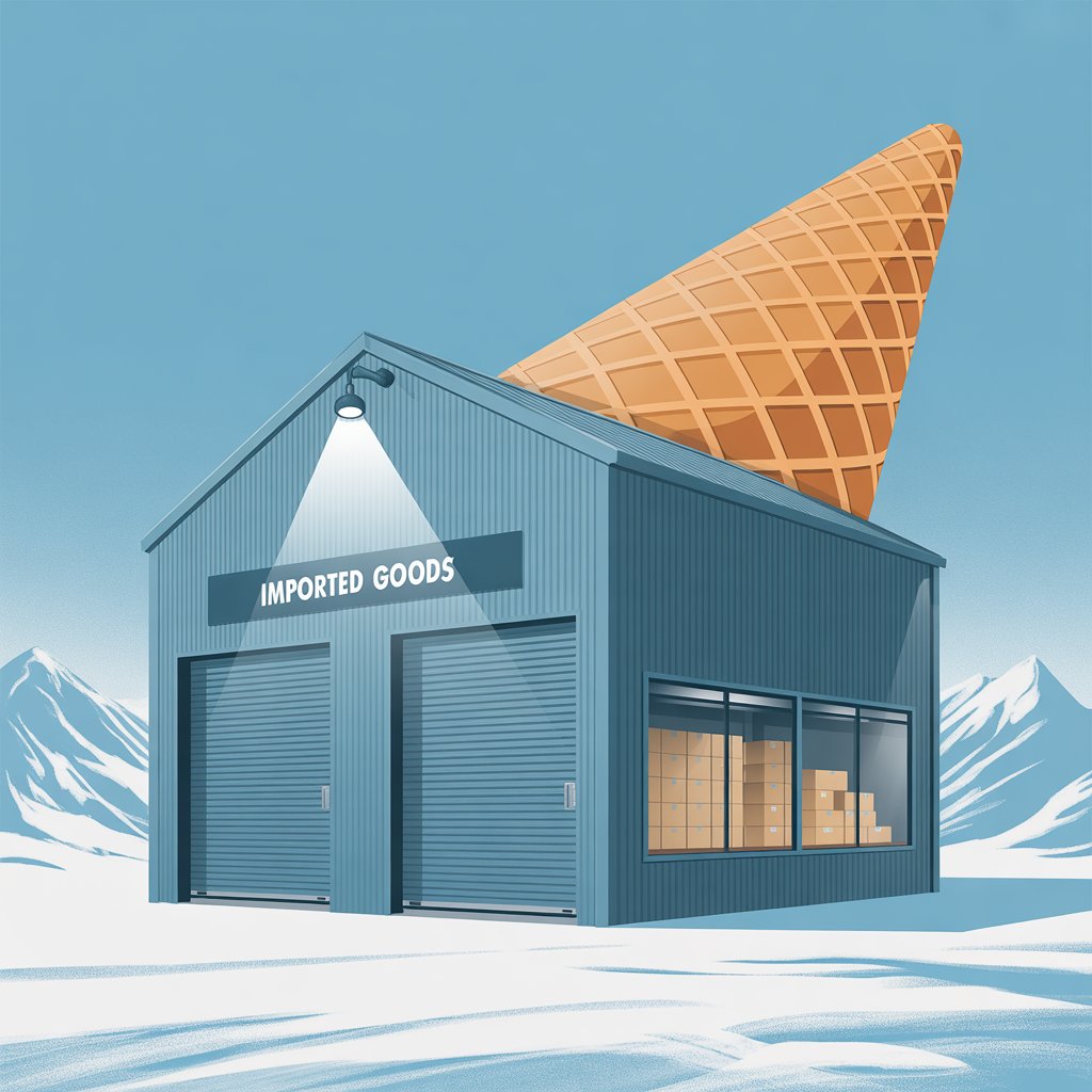 frozen cone that stores imported items and a storage warehouse
