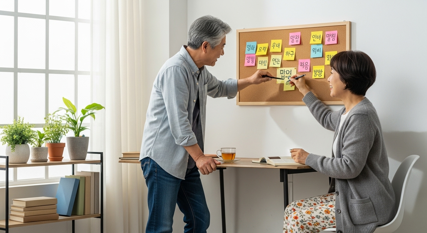 콘텐츠 주제를 기획하는 중년 부부