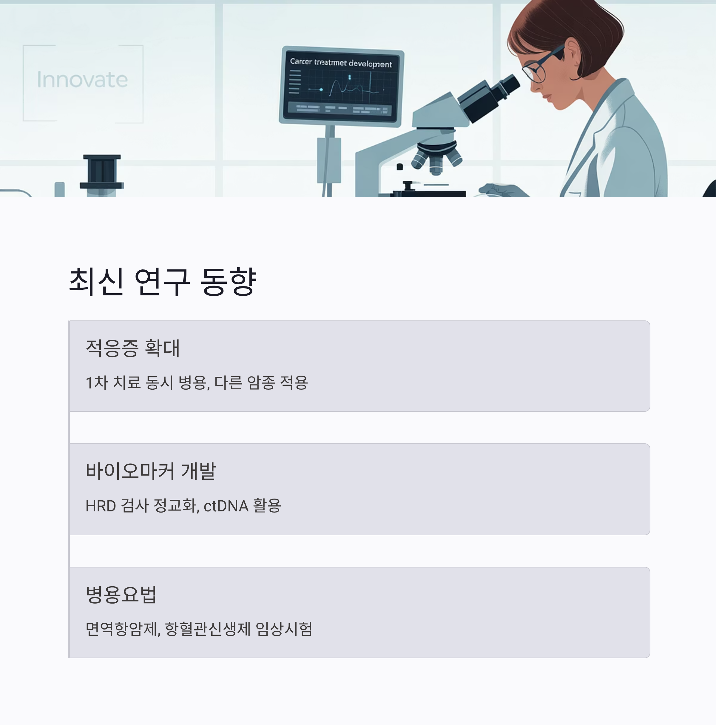 난소암 재발 PARP 억제제 연구 동향