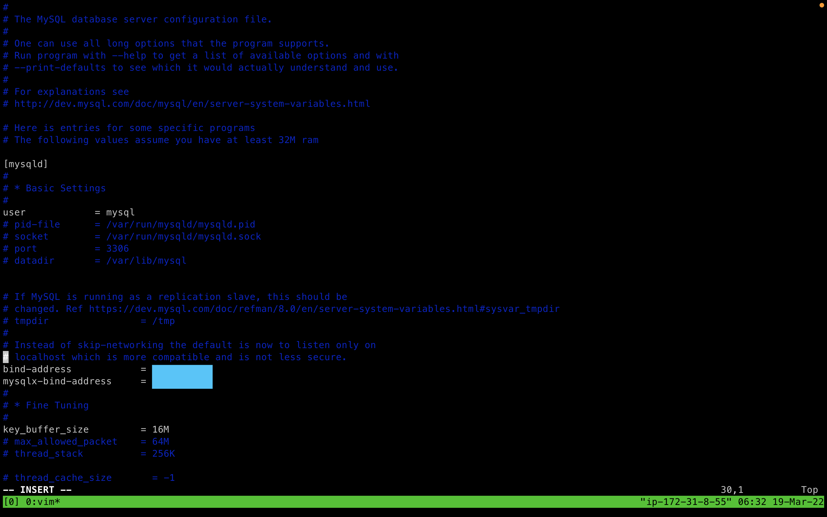 [AWS] EC2에 MySQL 설치하기 - 				
    
    	2. EC2에 MySQL 설치하기
    
 - undefined - 11. mysqld.cnf 수정하기