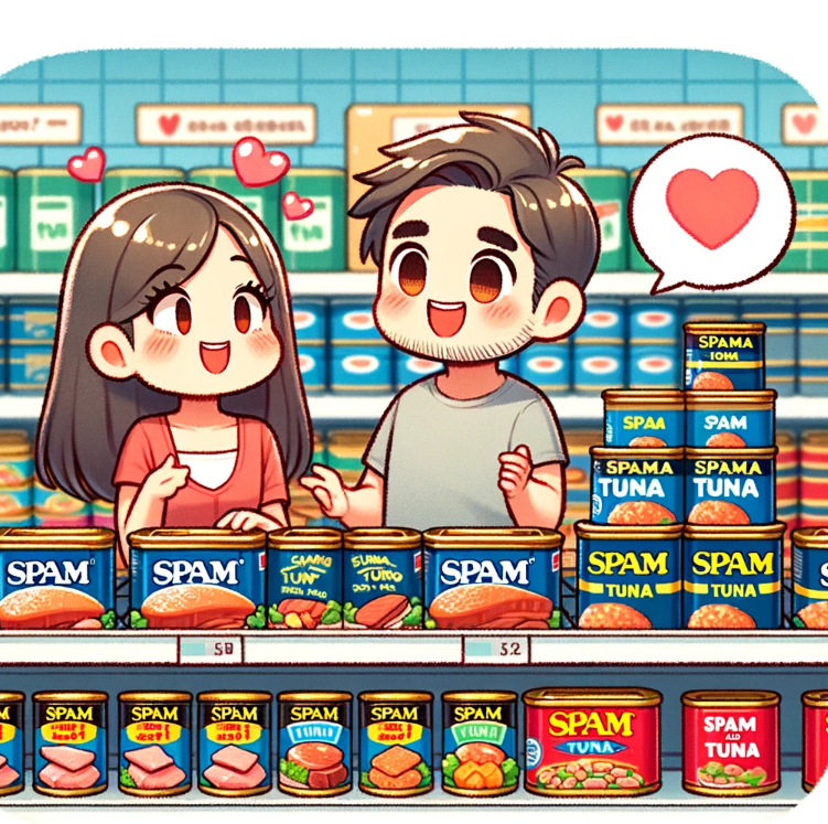 스팸세트고르는모습