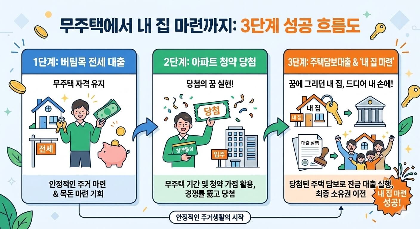 청년 버팀목 전세자금대출에서 주택담보대출로 이어지는 무주택자 청약 당첨 타임라인