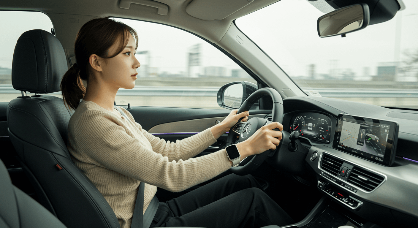 안전거리를 확보하며 주행하는모습