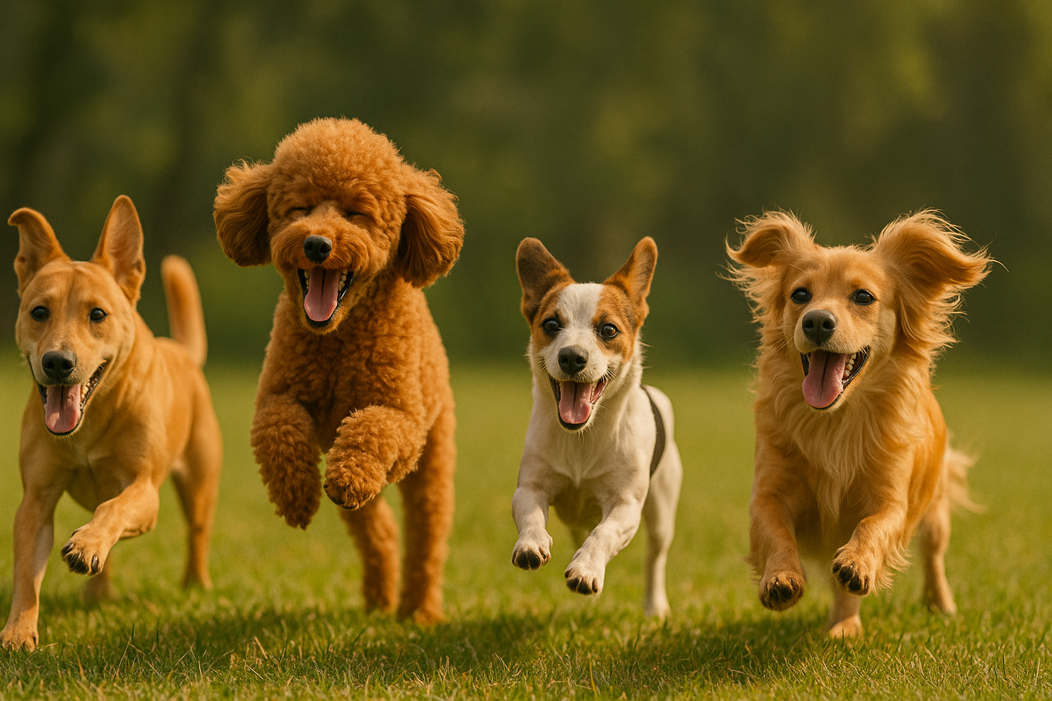 강아지들이-잔디에서-행복하게-뛰는-모습