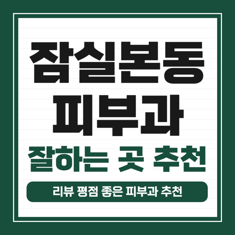 송파구 잠실본동 피부과 유명한 곳 모공 레이저 잘하는 곳 추천 TOP 5