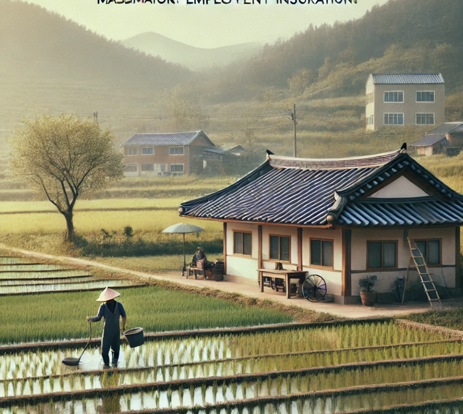 논에서 일하고 있는 농부