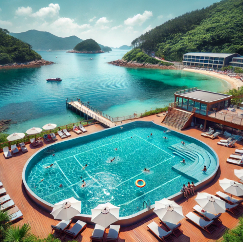 외달도의 바닷물을 이용한 해수풀장 사진