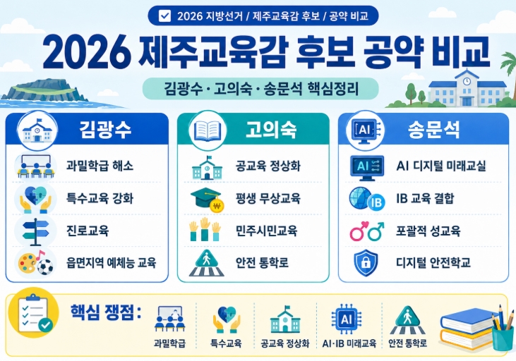 2026 제주교육감 후보 공약 비교