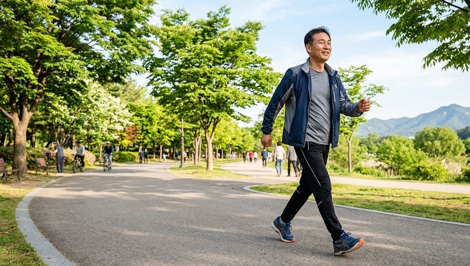 50대 당뇨 환자가 운동하는 모습