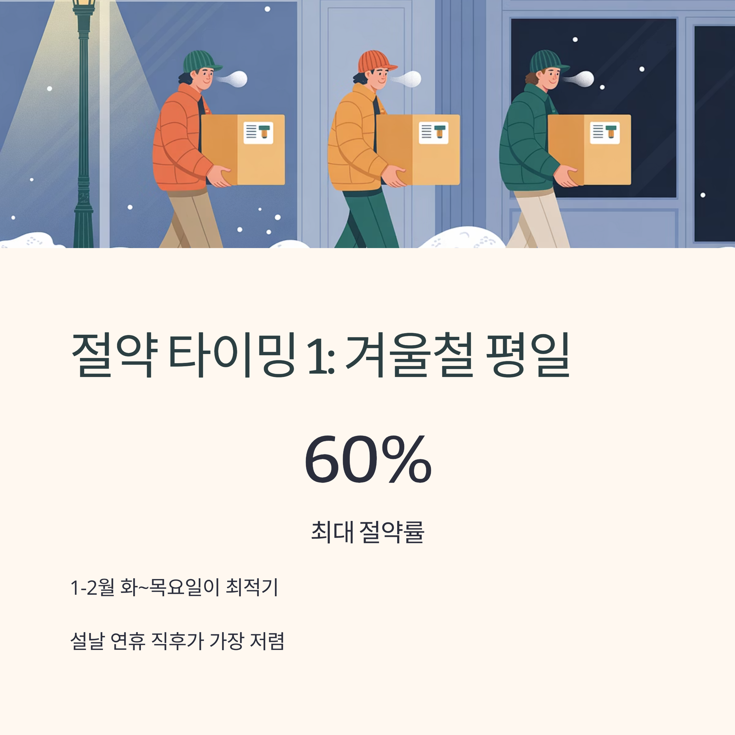 이사비용 절약 타이밍 겨울철 평일