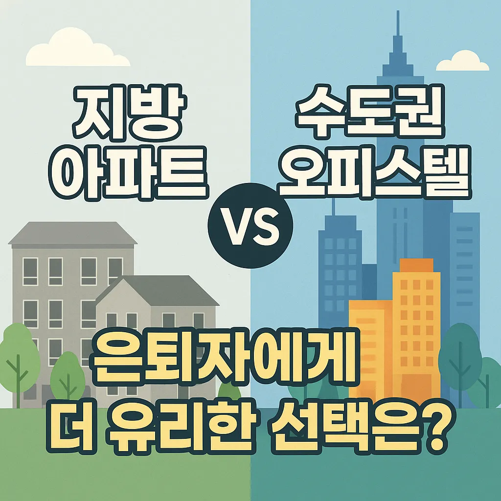 지방 아파트 vs 수도권 오피스텔, 은퇴자에게 더 유리한 선택은?