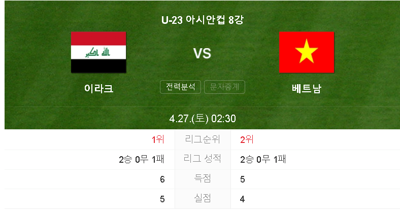 이라크 베트남 경기일정