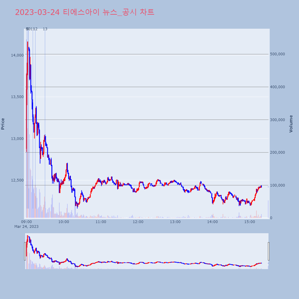 티에스아이_뉴스공시차트
