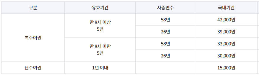 미성년자 여권 종류