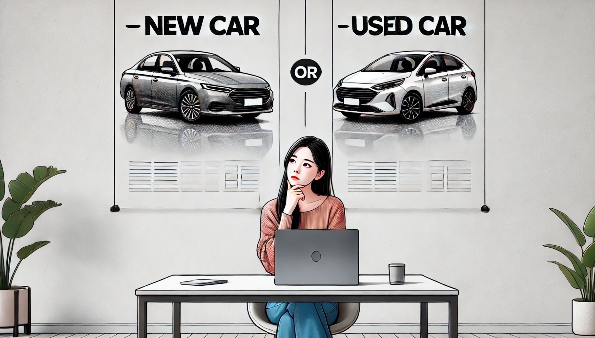 중고차 신차 고민 이미지 예시