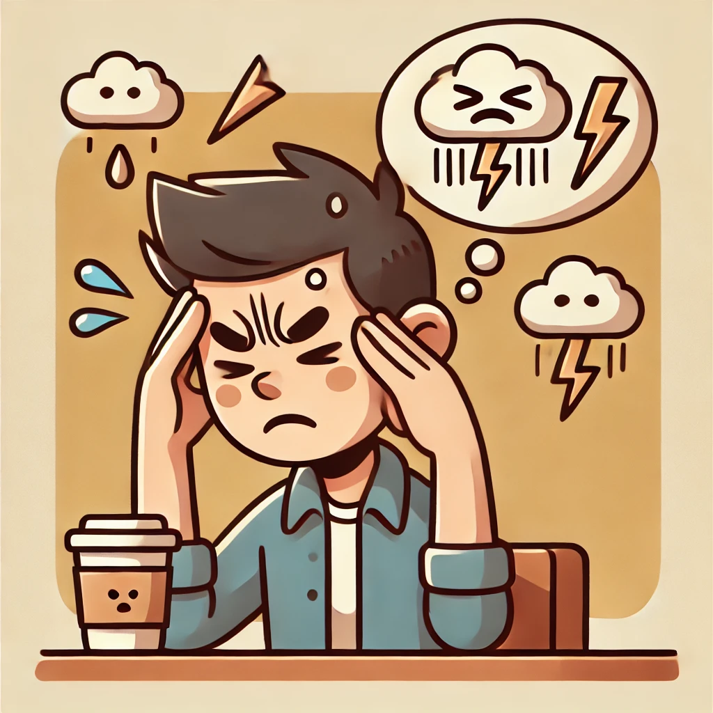 두통으로 힘든사람 그림