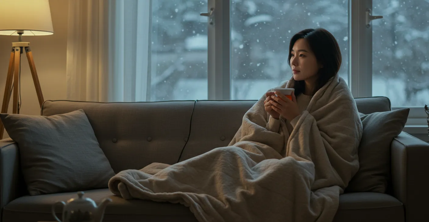 추운겨울-담요를-덮고있는-한국여자01