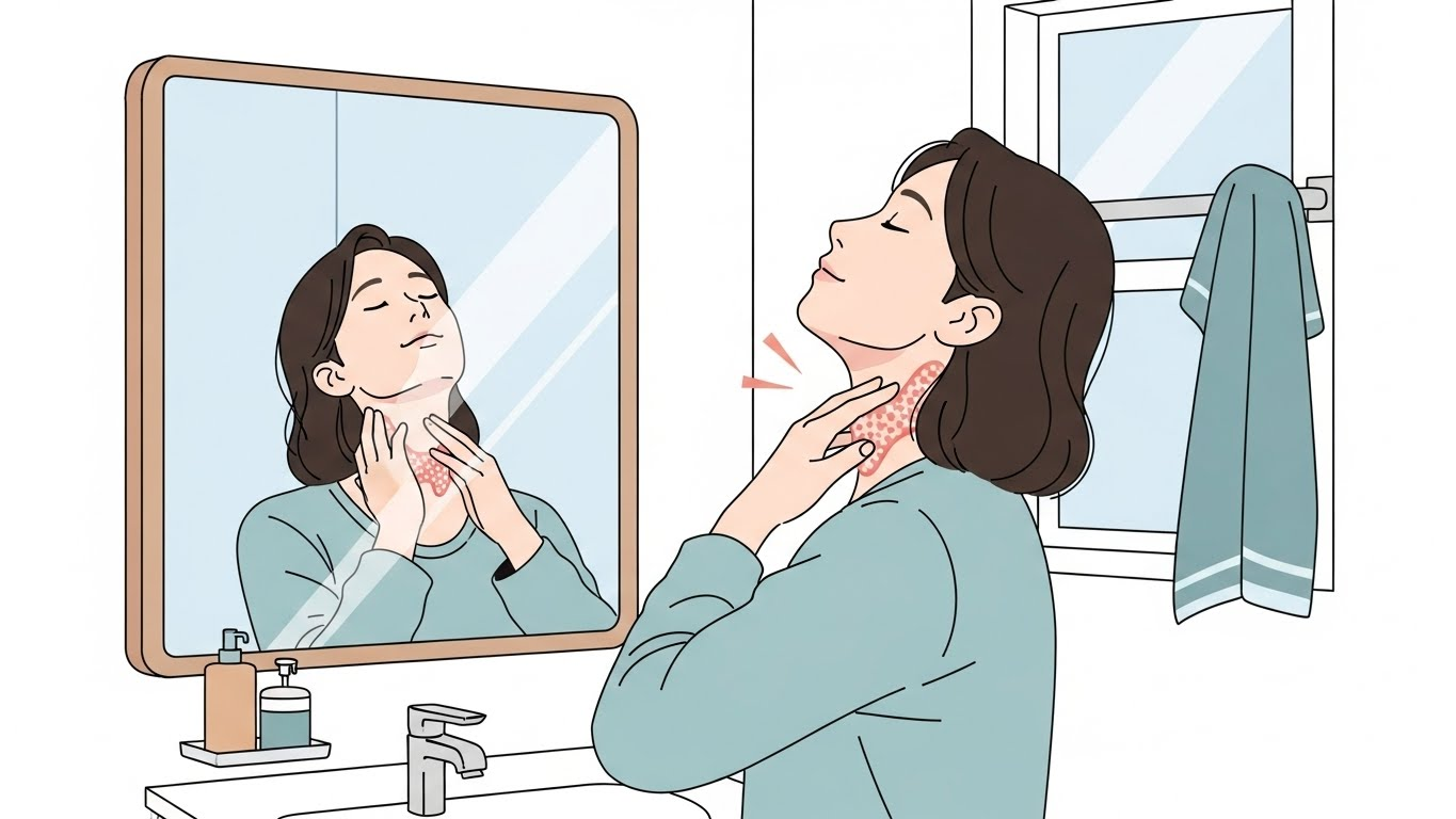 거울로 갑상선 결절 자가확인