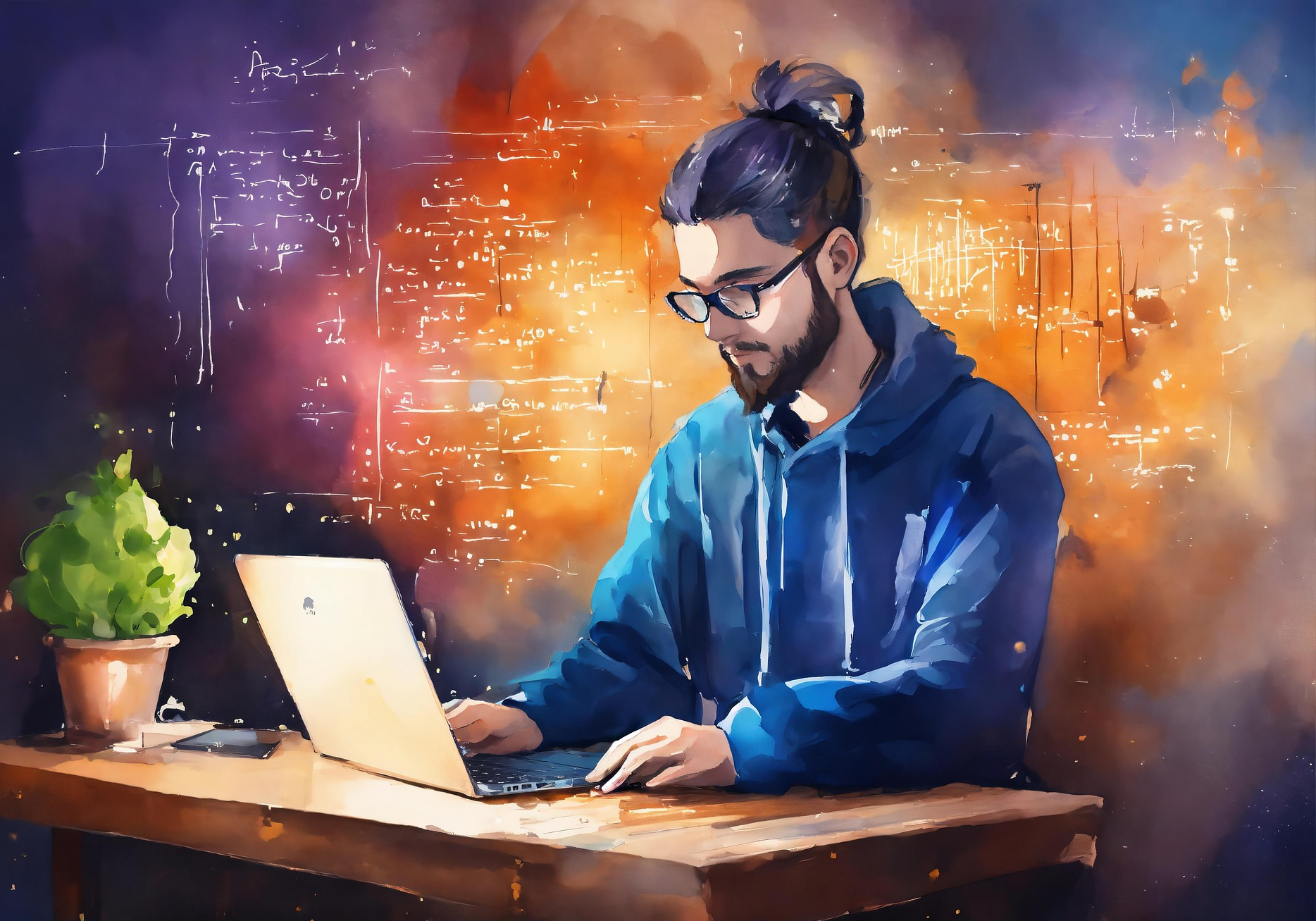 컴퓨터로 열심히 일하는 또는 공부하는 모습( 자기 개발 이미지)