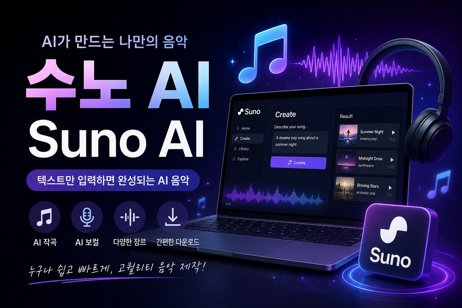 AI가 만드는 나만의 음악 수노 AI
