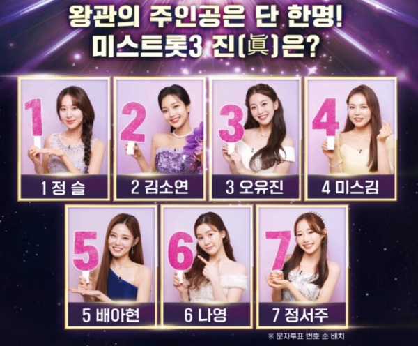 가수별 문자투표번호