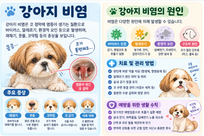 강아지 비염 원인과 치료법|재채기, 콧물, 코막힘 증상과 관리 방법
