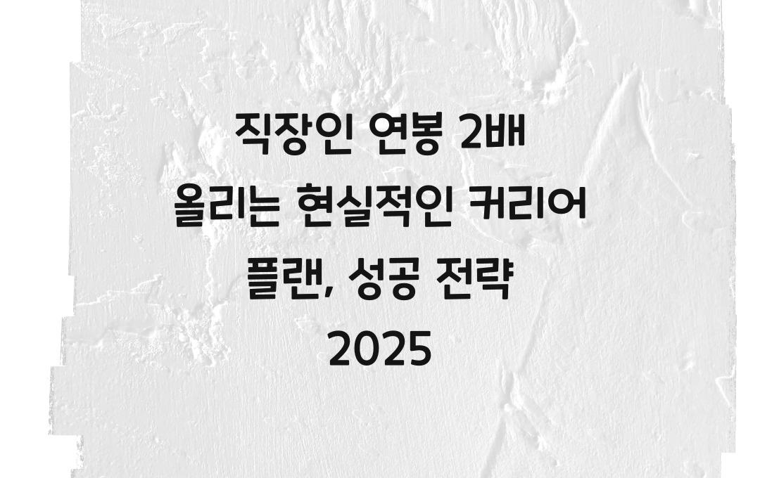 직장인 연봉 2배 올리는 현실적인 커리어 플랜 (업무 능력 향상 전략)