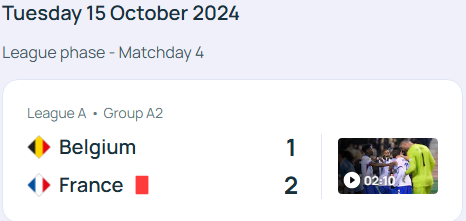 독일 프랑스 축구 UEFA 네이션스리그 3-4위전