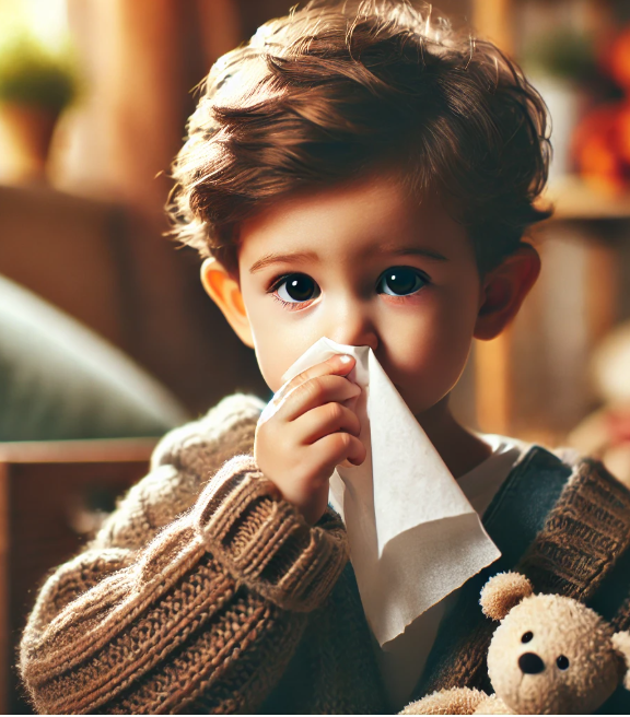 콧물 닦는 어린이
