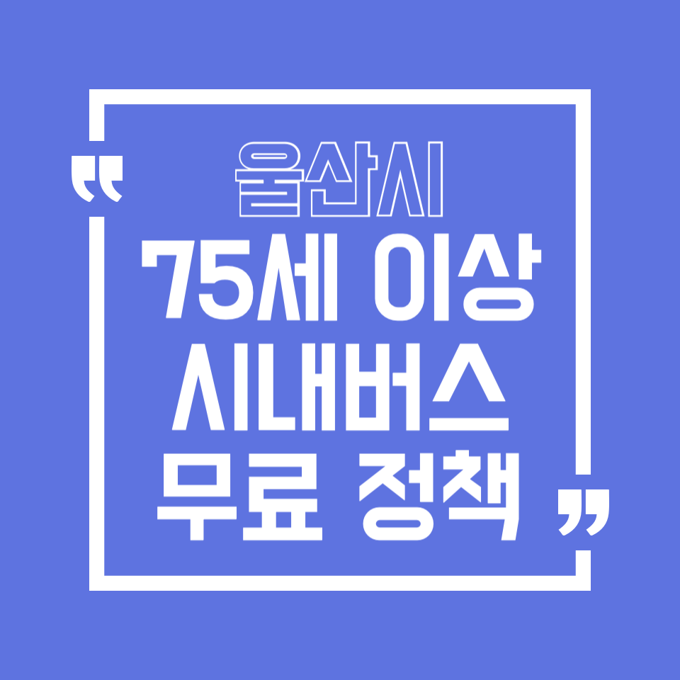 울산시 75세 이상 어르신 시내버스 요금 무료 정책 완전 정리