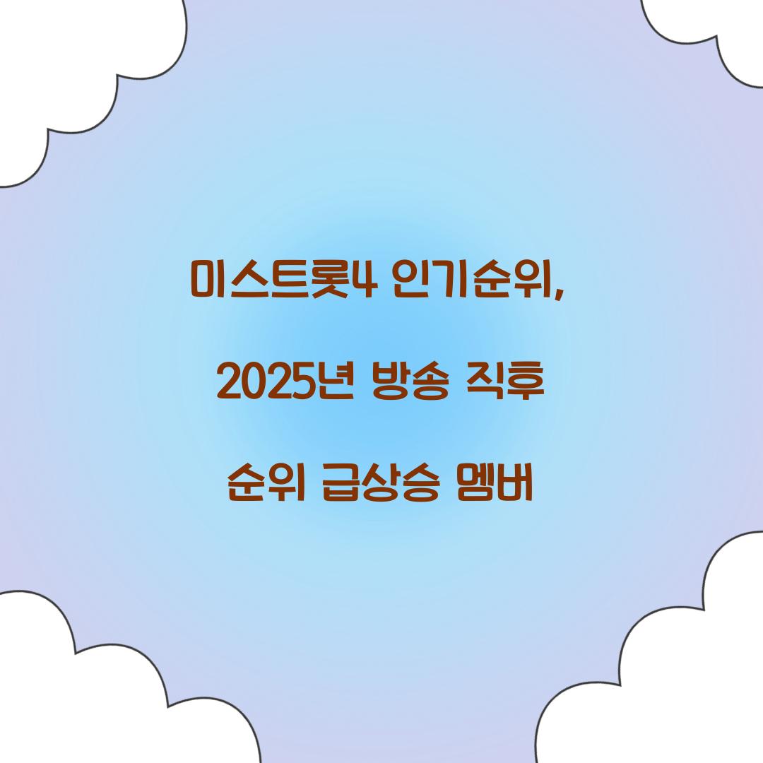 미스트롯4 인기순위, 2025년 방송 직후 순위 급상승 멤버