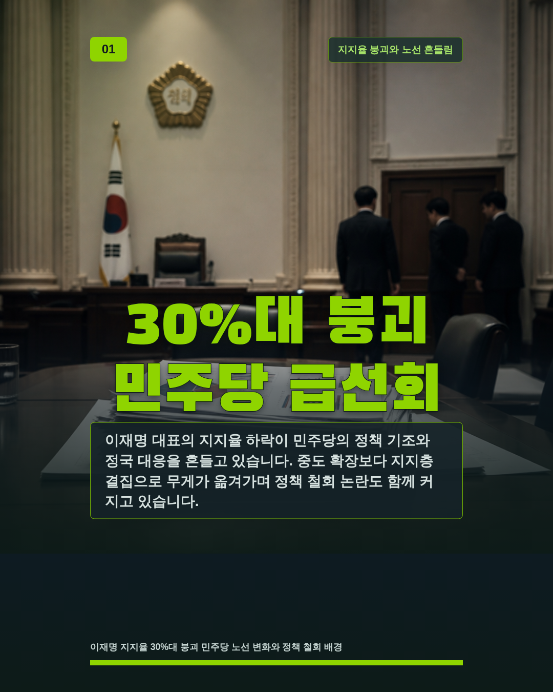 30%대 붕괴 민주당 급선회
