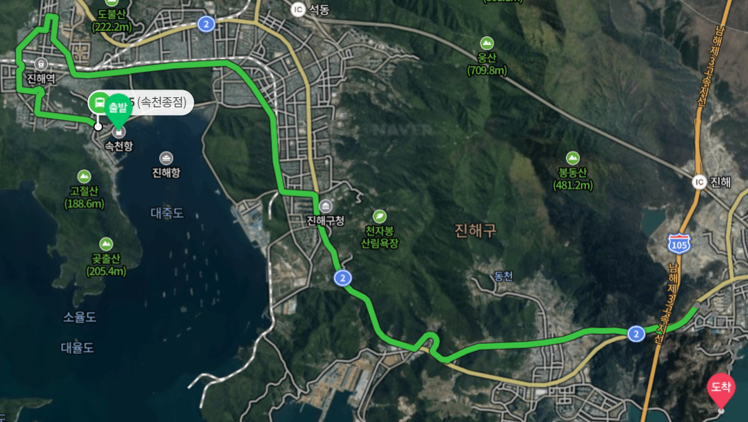 속천항에서 영길만까지 위성지도