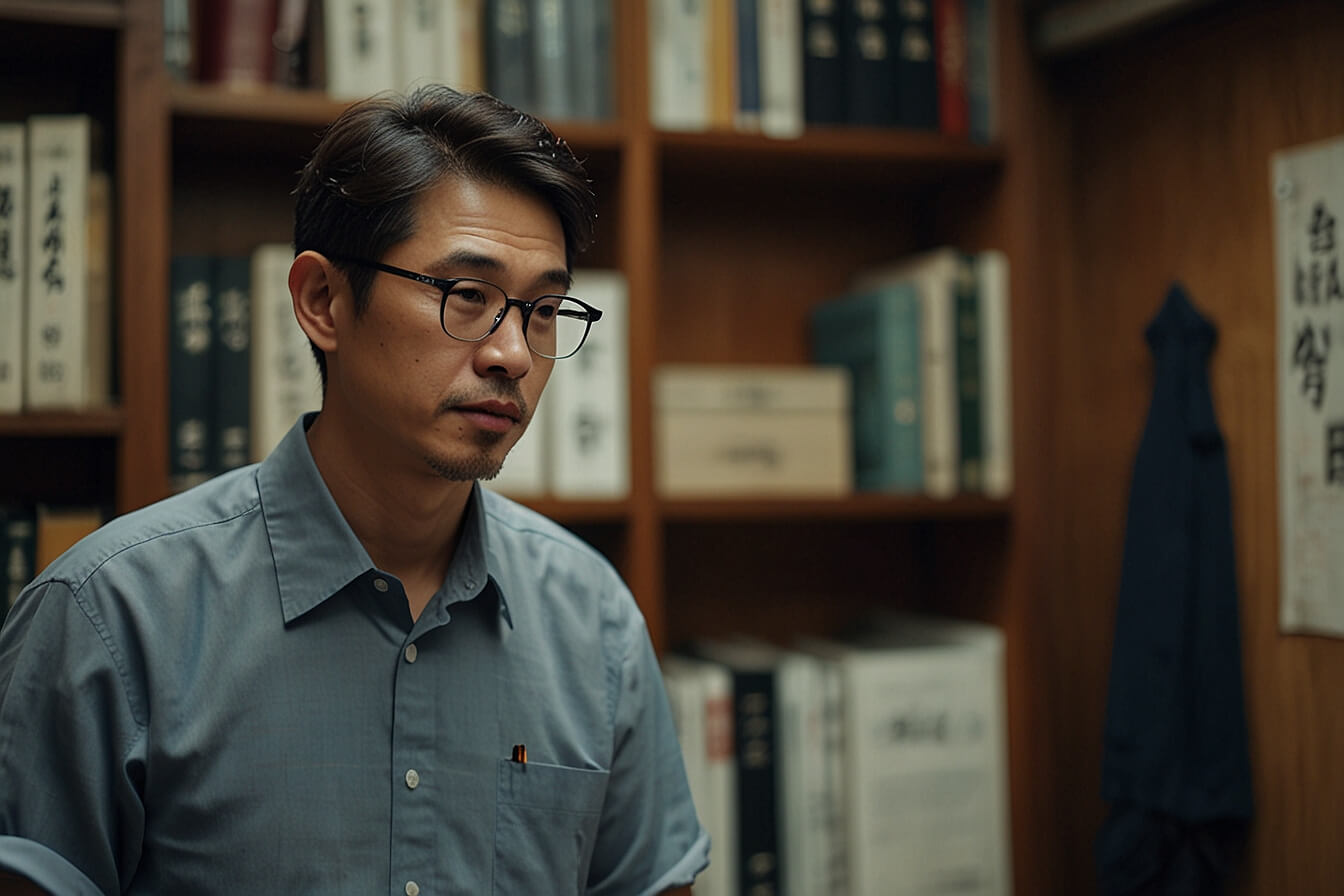 책을 읽으며 비오는날 실내에서 시간보내는 중년