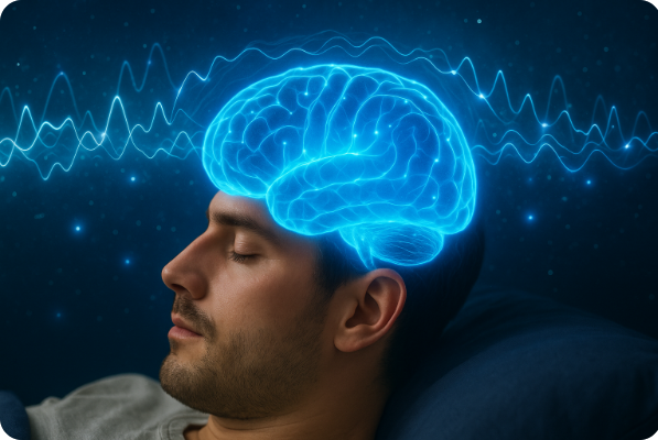 잠들기 전 뇌파 변화의 신비로운 뇌 이미지