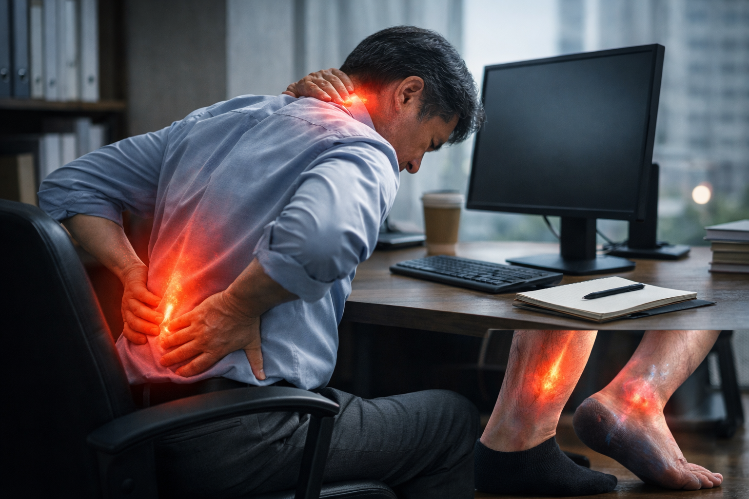 장시간 앉아 있을 때 생기는 건강 문제 총정리