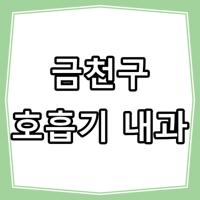 서울시 금천구 호흡기 내과 진료 잘 하는 병원
