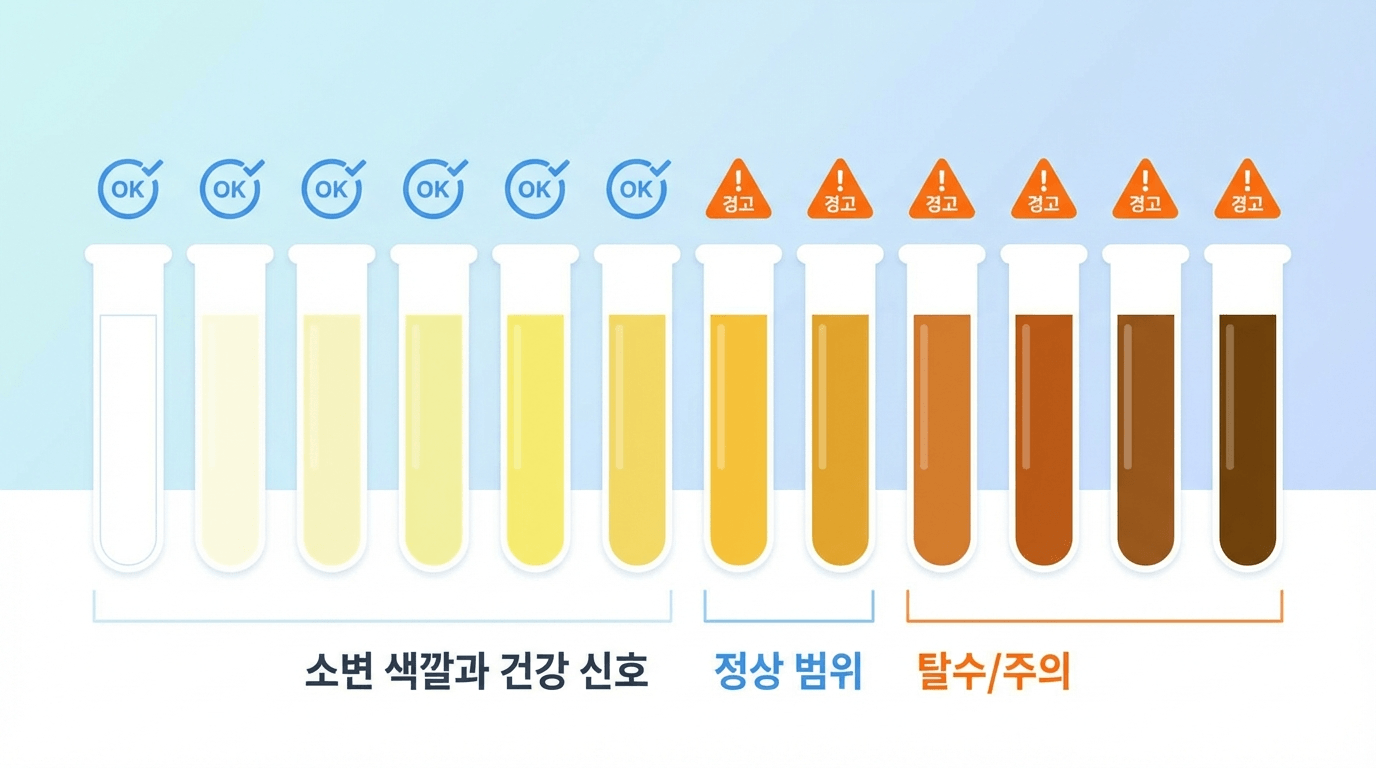 소변 색깔별 건강 신호 점검표 일러스트