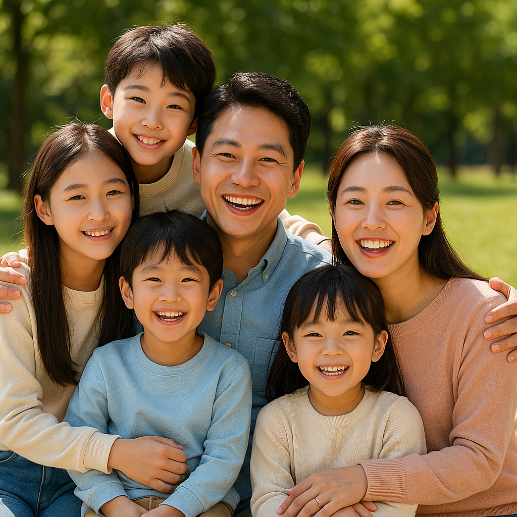 다자녀 가정의 행복한 이미지