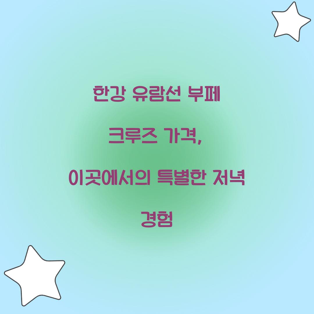 한강 유람선 부페 크루즈 가격
