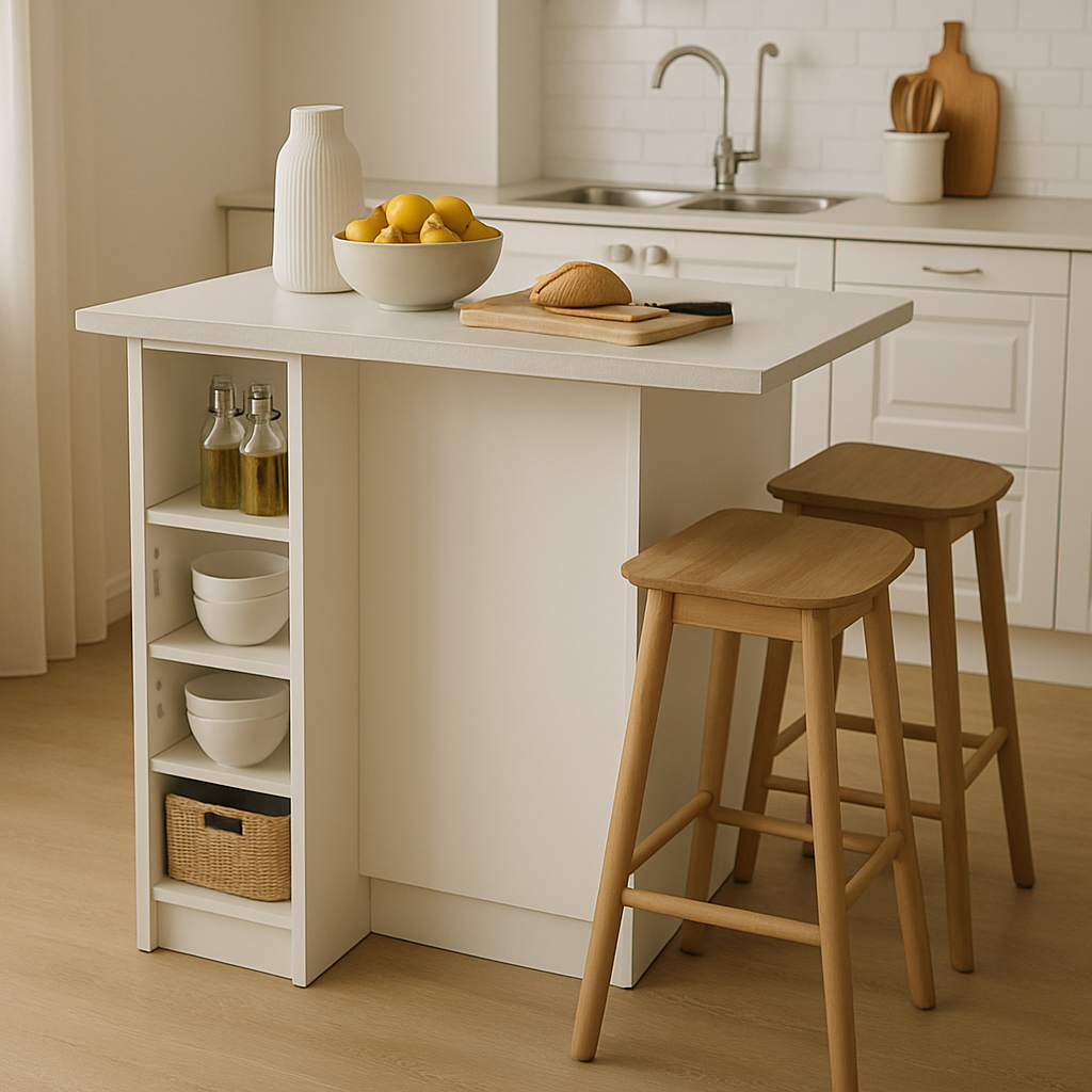 아일랜드 식탁과 틈새 수납장