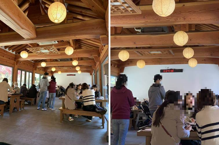 내부 테이블 및 의자 자리