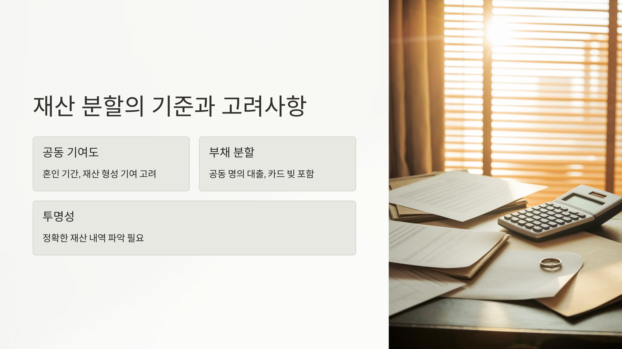 재산 분할의 기준과 고려사항