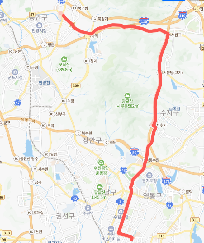 수원-안양-용인-의왕-7002번-버스-노선-지도