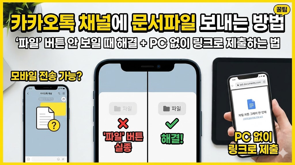 카카오톡 채널에 문서파일 보내는 방법(모바일 가능?) ‘파일’ 버튼 안 보일 때 해결 + PC 없이 링크로 제출하는 법